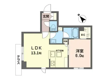 ル ヴォワール(1LDK/1階)の間取り写真