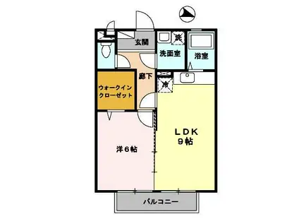 グリュック恒久(1LDK/2階)の間取り写真