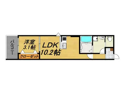 LECOCON新守山(1LDK/2階)の間取り写真