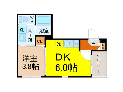 プリマ カーサII(1DK/1階)の間取り写真