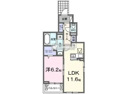 ポロ―ニアE(1LDK/1階)の間取り写真