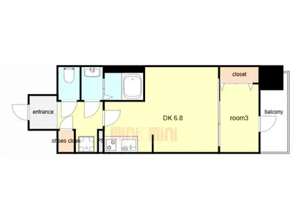 ソルテラス神戸栄町通(1DK/14階)の間取り写真