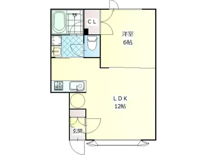 PLUSI(1LDK/1階)の間取り写真