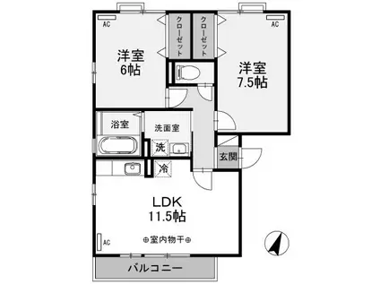 リビングタウン双葉A(2LDK/3階)の間取り写真