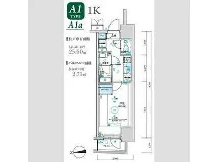 マキシヴ八王子トレ(1K/9階)の間取り写真