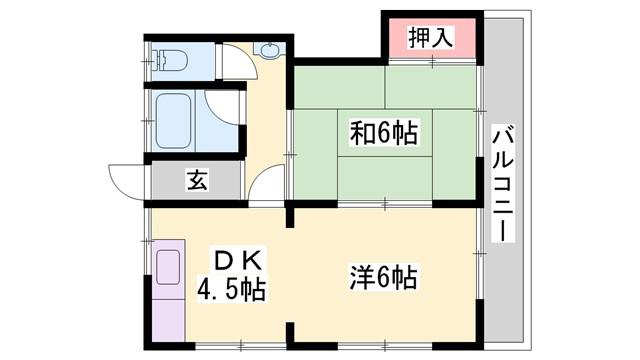 グリーンハイツ 北棟(2DK/2階)の間取り写真