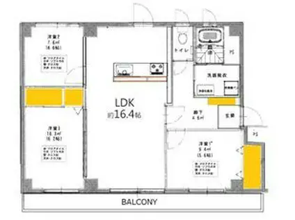 パールハイツ口田(3LDK/1階)の間取り写真
