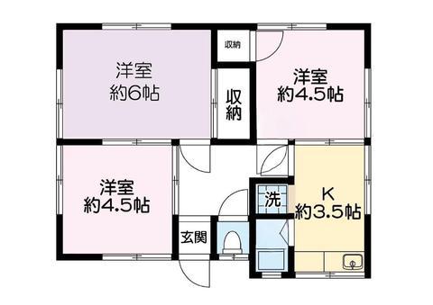 延明アパート(3K/1階)の間取り写真