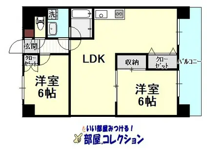 第4晴和ビル(2LDK/4階)の間取り写真