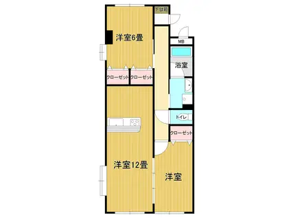 ファーストイン荒木(2LDK/2階)の間取り写真