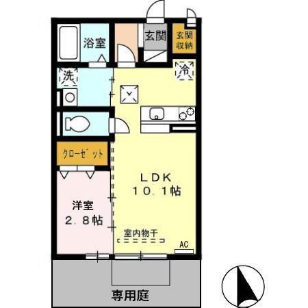 フローレンス長良(1LDK/1階)の間取り写真