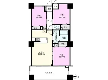 PJツリーネスト(3LDK/6階)の間取り写真