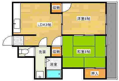 シャルム成城(2LDK/4階)の間取り写真