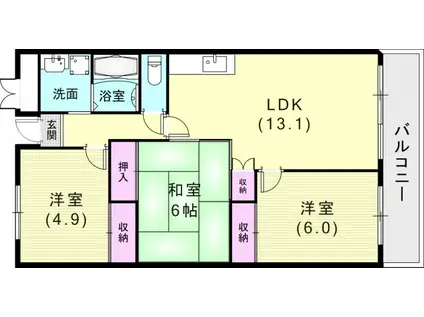 ロイヤル野田(3LDK/2階)の間取り写真