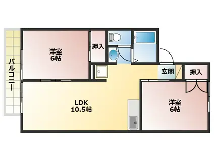 ドルチェハイツ(2LDK/2階)の間取り写真
