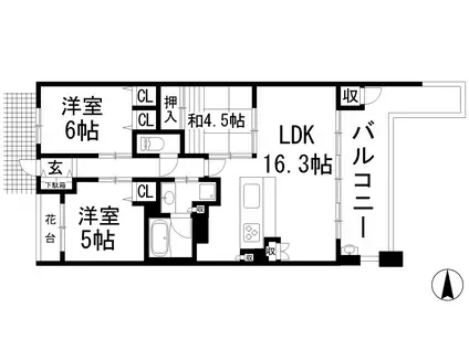 ユニアルス池田天神プレジオ(3LDK/4階)の間取り写真