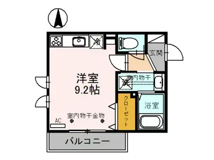 メリオル寺中(ワンルーム/2階)の間取り写真