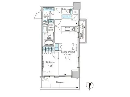 パークアクシス東高円寺(1LDK/5階)の間取り写真