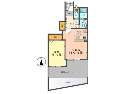 ヴァン・ヌーボ VENT NOUVEAU(1LDK/1階)の間取り写真