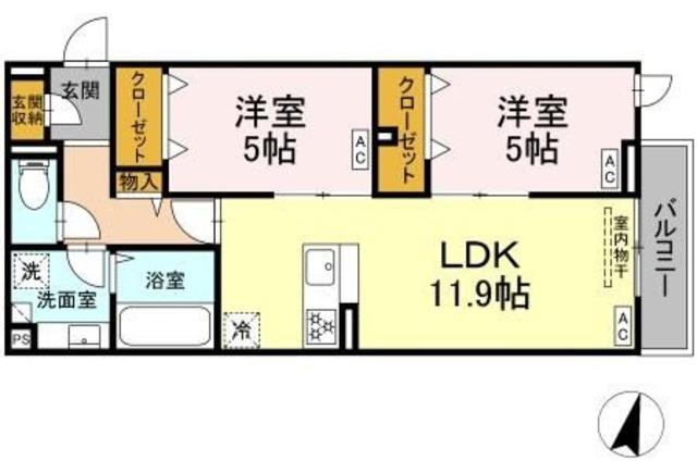 セレスティア江戸川II(2LDK/2階)の間取り写真