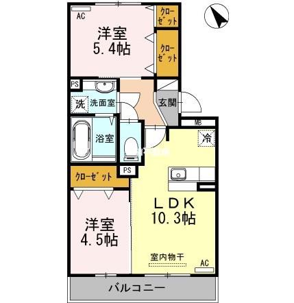 サニーヒルズ(2LDK/3階)の間取り写真