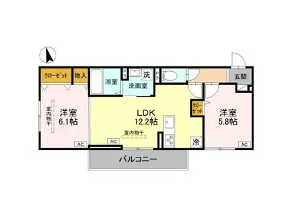 D-RESISIA大橋(2LDK/1階)の間取り写真