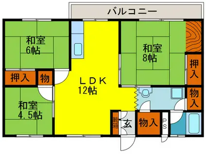 エリエールハイツ川西(3LDK/4階)の間取り写真