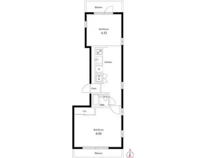 ハイツマリー(2K/2階)の間取り写真