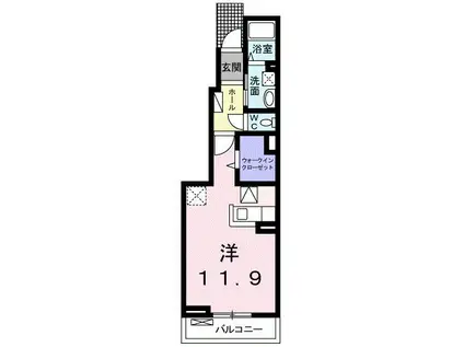 レイアロハ(ワンルーム/1階)の間取り写真