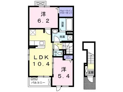ラヴィエールII B(2LDK/2階)の間取り写真