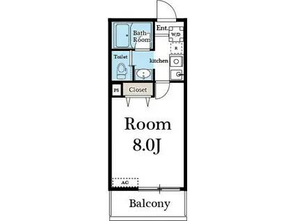 オリエンタルコート高根台(1K/2階)の間取り写真