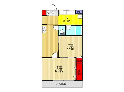 田村ビル(2K/5階)の間取り写真