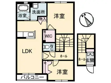 シャーメゾンELAN A棟 B棟(2LDK/2階)の間取り写真