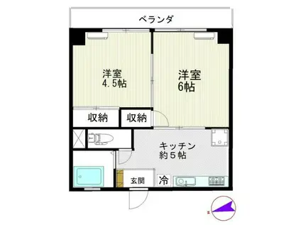 サンパレス(2K/3階)の間取り写真