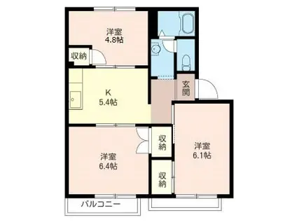 パークサイドハイツ(3K/2階)の間取り写真