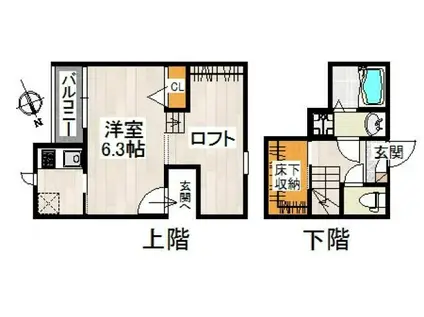 CB鳩ヶ谷イシス(1K/1階)の間取り写真