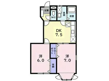 グランベル(2DK/1階)の間取り写真