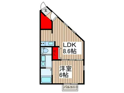 COSMO VILLA KASUKABE(1LDK/2階)の間取り写真