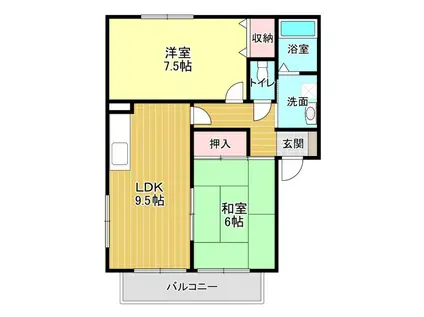 ルシール佐鳴台(2LDK/1階)の間取り写真