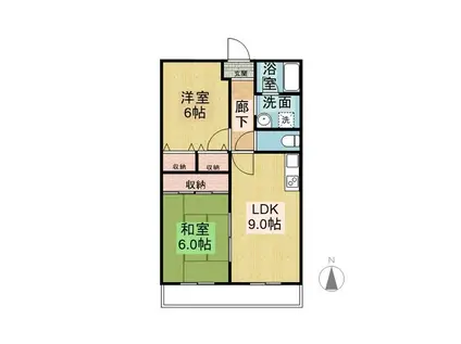 グレンコートII(2LDK/1階)の間取り写真