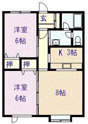 ドリームハイツひかり(2LDK/1階)の間取り写真