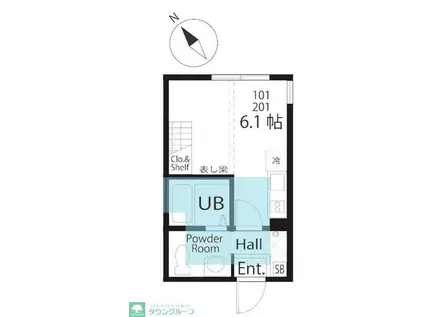 ハーミットクラブハウス鶴見HELIOS(ワンルーム/2階)の間取り写真