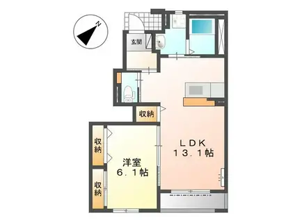 グランチェスタ今岡(1LDK/1階)の間取り写真