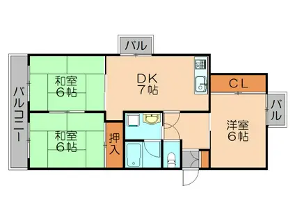 エクセレント村嶋(3DK/3階)の間取り写真