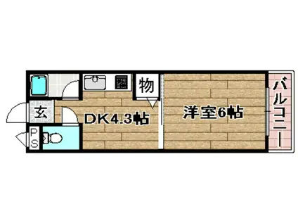 芥川ロイヤルマンション(1DK/3階)の間取り写真
