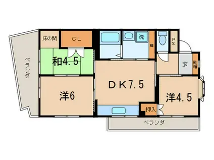 鉄村マンションN(3DK/2階)の間取り写真