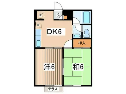 ウイングテンB(2DK/1階)の間取り写真