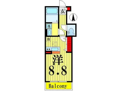 レクエルド304(ワンルーム/1階)の間取り写真
