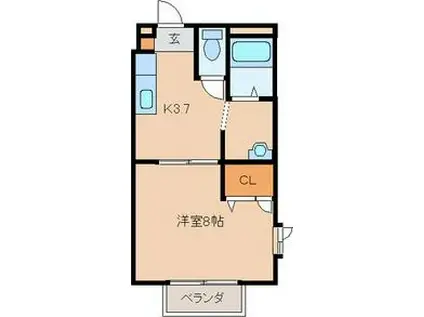 アネックス西新(1K/2階)の間取り写真