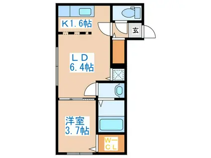 FIEURIR発寒南(1LDK/2階)の間取り写真